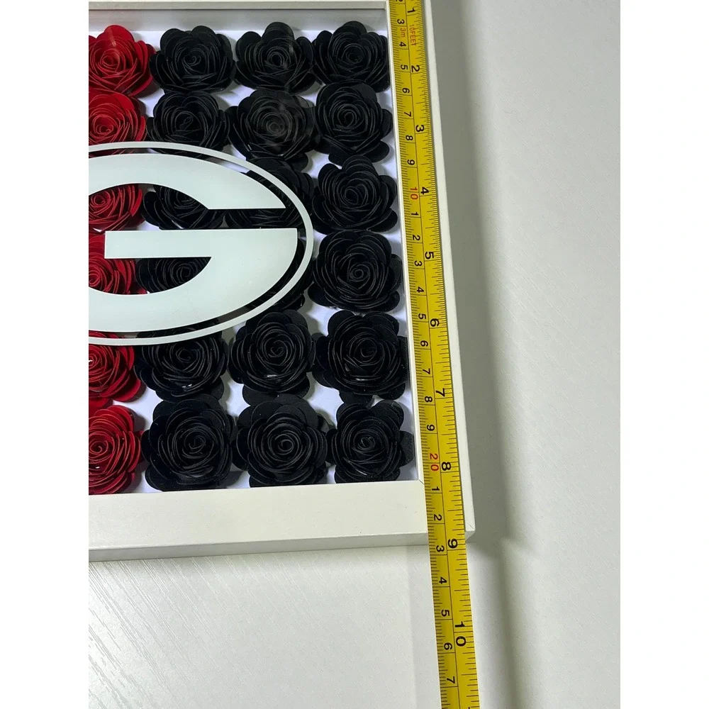 University‎ of Georgia Bulldogs Red Black Paper Rose Shadow Box Wall Art 8x8